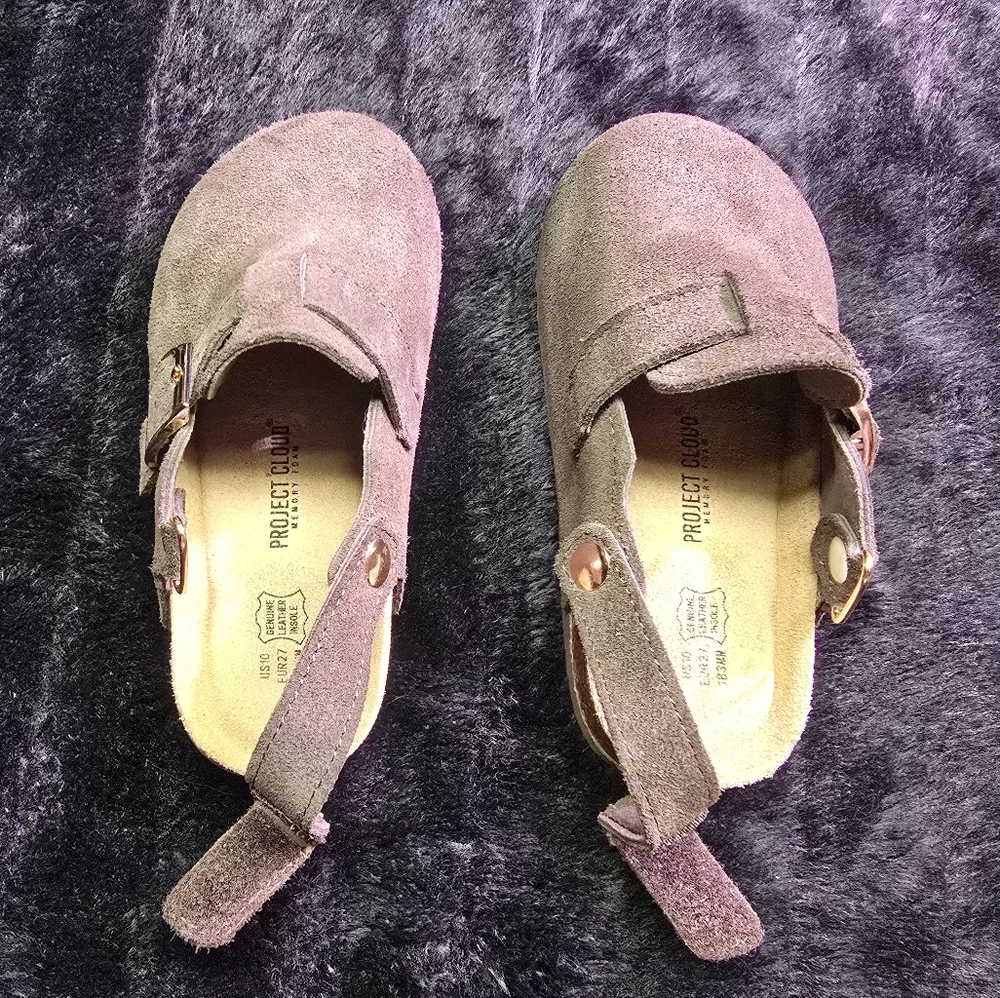 Kids Project Cloud Brown Suede Slingback Clogs